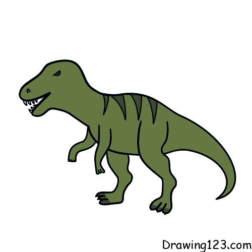 How to Draw a Dinosaur Step by Step Easy - Cute T Rex Drawing for