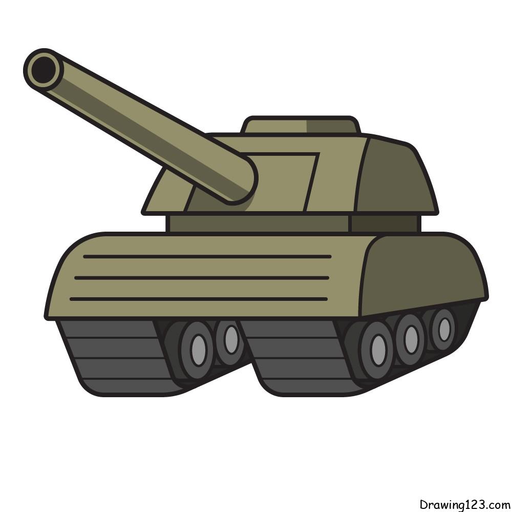 Tank Drawing Tutorial - How to draw Tank step by step