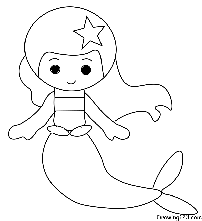 Mermaid Drawing Tutorial - How to draw Mermaid step by step