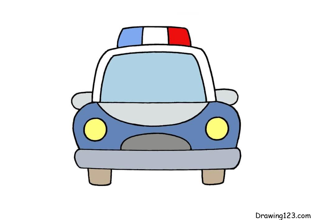 Police Car Drawing Tutorial - How to draw Police Car step by step