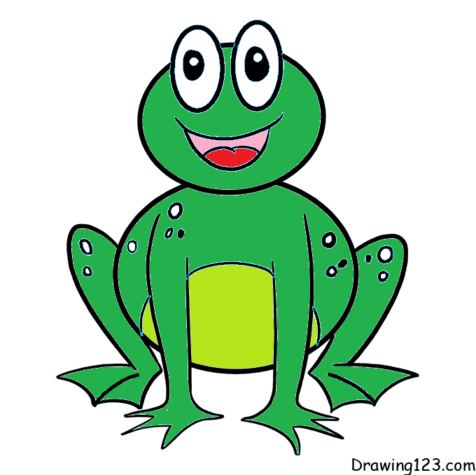 how to draw a frog step by step for kids easy