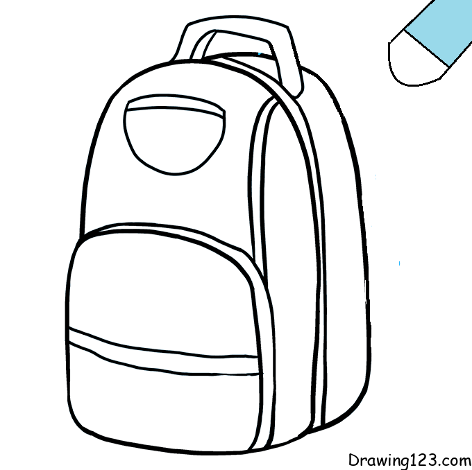 School Bag Line Drawing, HD Png Download - kindpng