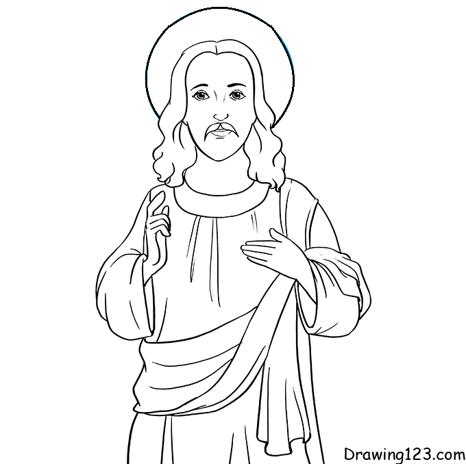 Lord-Jesus-drawing-step-6