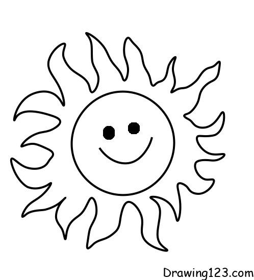 Sun drawing classic stock vector. Illustration of handdrawing - 129713303