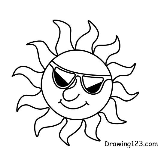 Happy Summer Sun Smiling Face Drawing Stock Illustration - Download Image  Now - Sun, Smiling, Black And White - iStock