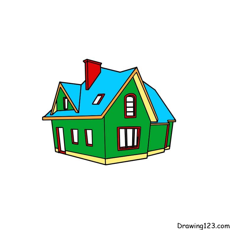 House Drawing Tutorial - How to draw a House step by step
