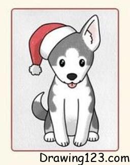 Christmas Puppy Drawing Idea
