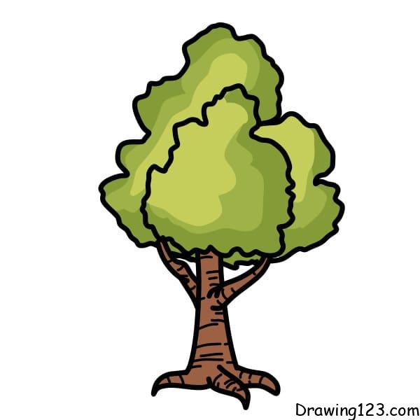 Tree Drawing Tutorial - How to draw Tree step by step