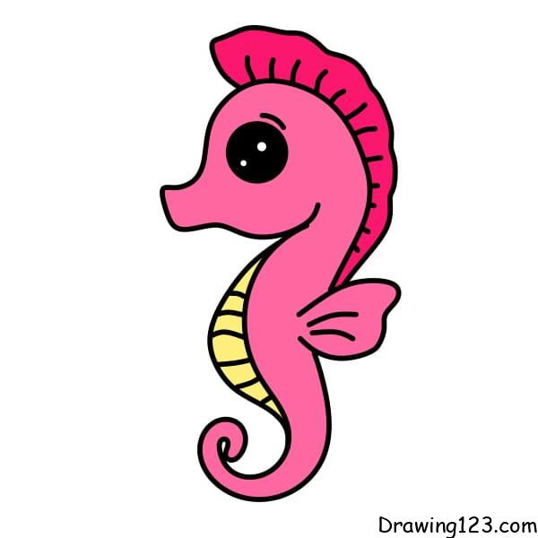 Share 73+ seahorse drawing easy super hot