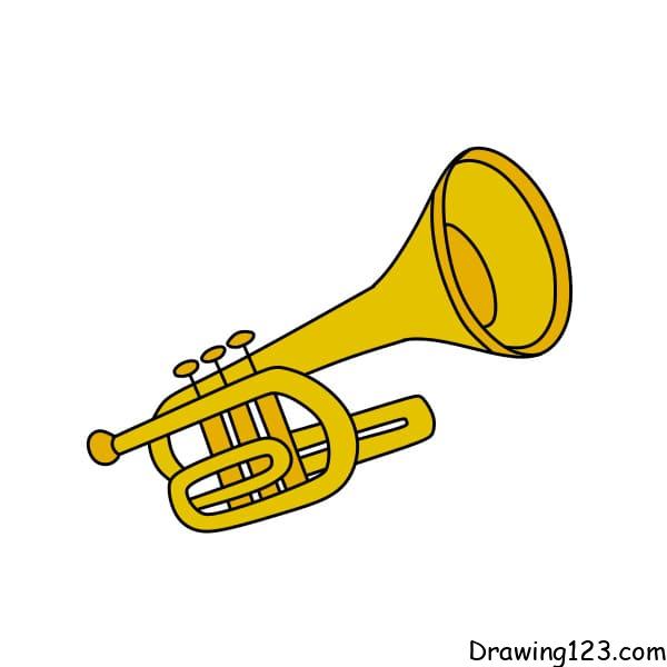 Trumpet Drawing Tutorial - How to draw Trumpet step by step