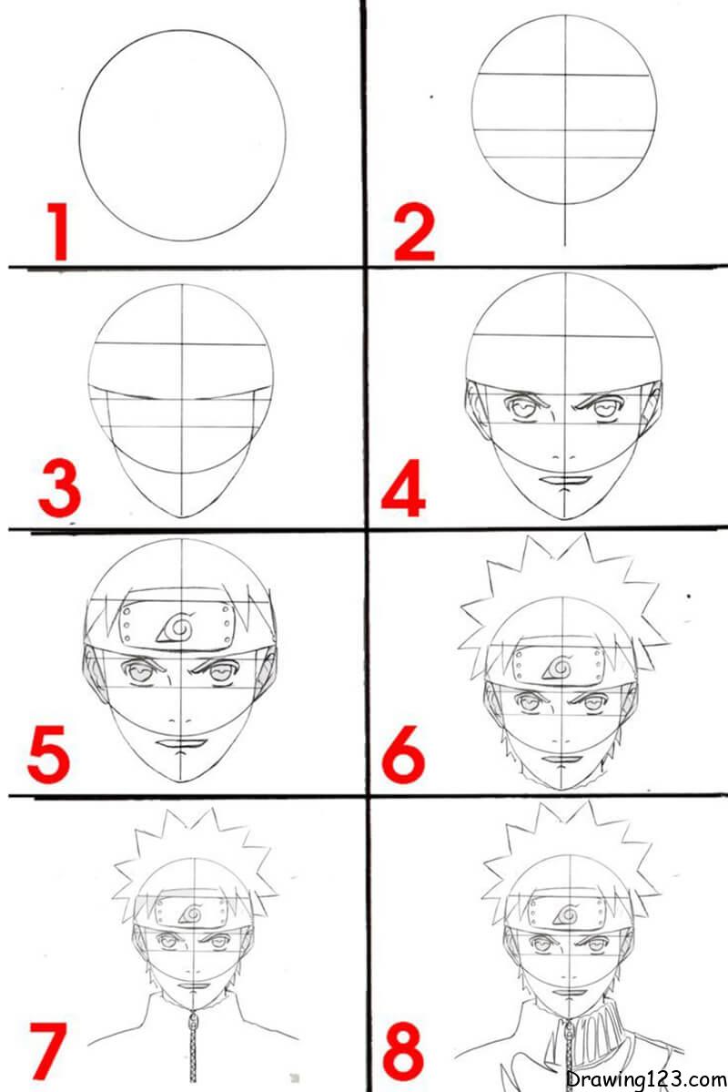 drawing anime, how to draw naruto easy - Step By Step Drawing