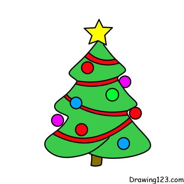 Christmas Tree Drawing Tutorial - How to draw a Christmas Tree step by step-nextbuild.com.vn