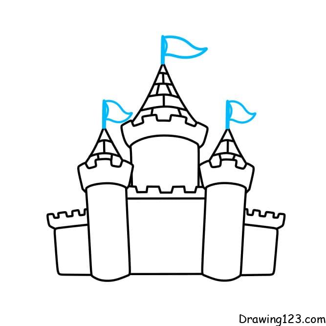 How to Draw a Castle for Kids ❤️💜💚Castle Drawing for Kids | Castle  Coloring Pages for Kids - YouTube