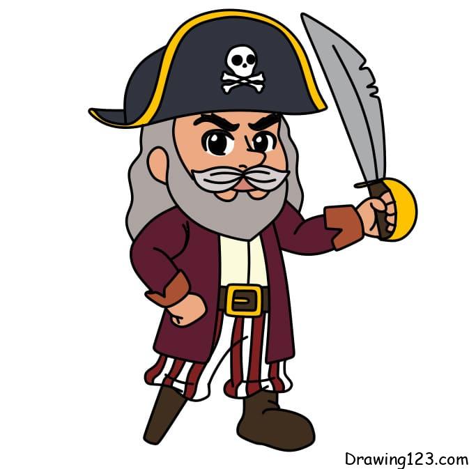 Pirates Drawing Tutorial - How to draw Pirates step by step