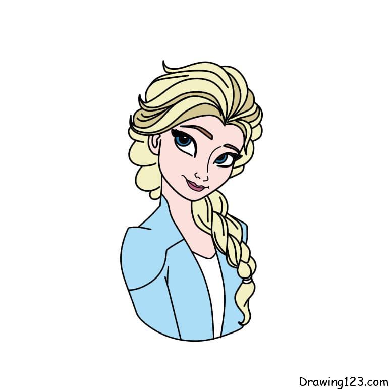 How-to-draw-Elsa-the-ice-queen-step-11