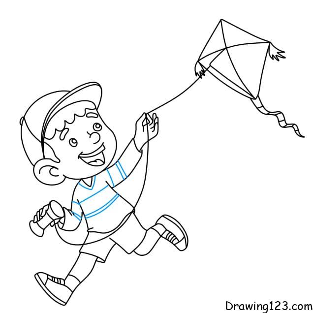 Update 128+ boy flying kite drawing - seven.edu.vn