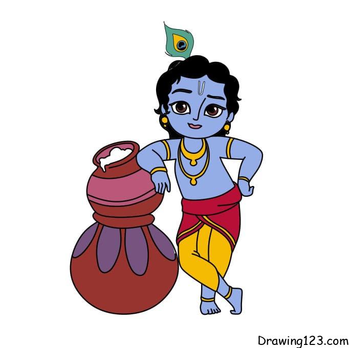Little Cute Lord Krishna Art Drawing by Amil Hasan - Pixels-saigonsouth.com.vn
