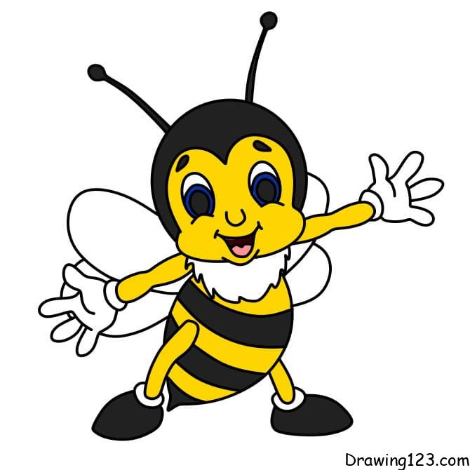Honey Bee Drawing for Beginners | Step by Step-saigonsouth.com.vn