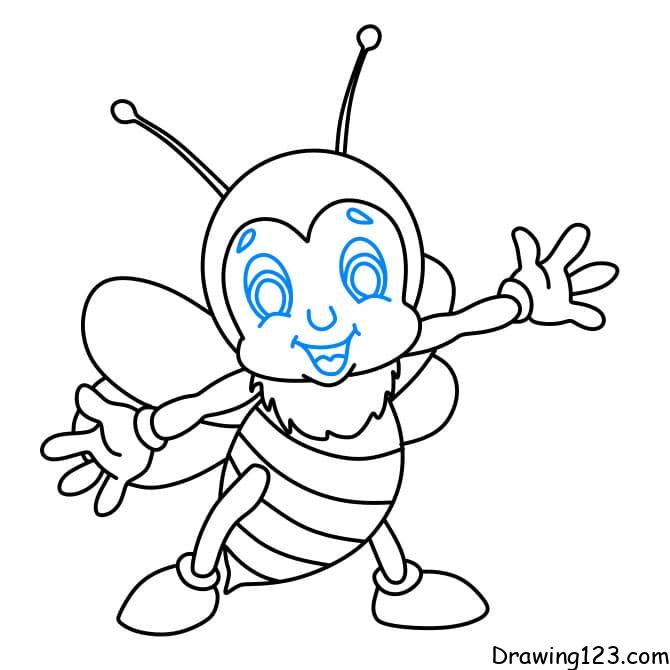 Easy Honey Bee Drawing and Coloring for Kids | How to Draw Simple Honey Bee  Step By Step for Kids - YouTube