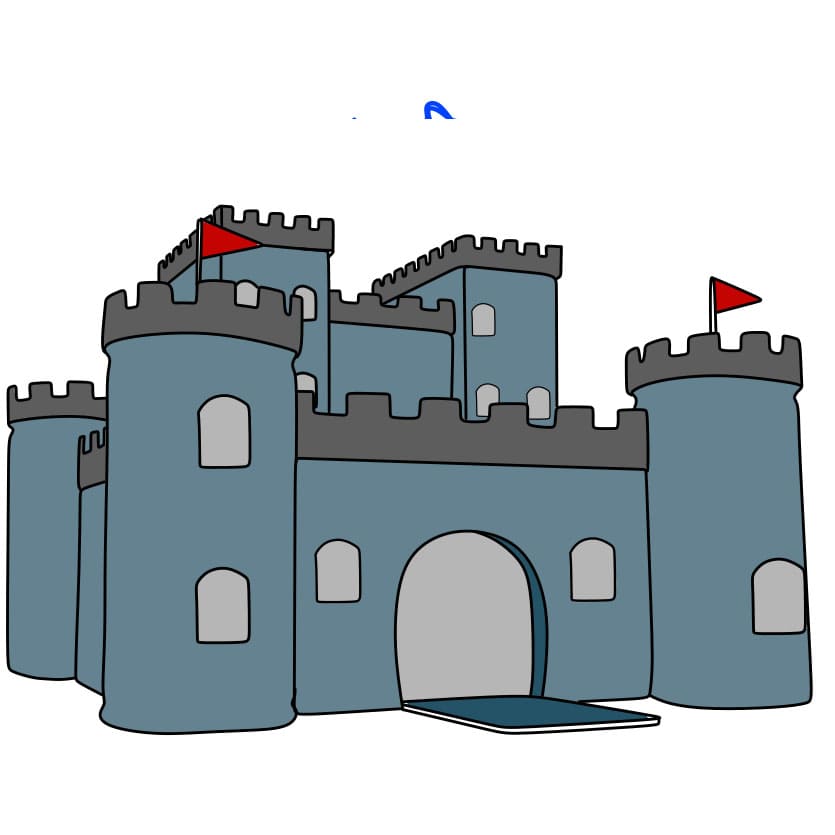 Pисунки How-to-draw-a-castle-Step-9-4