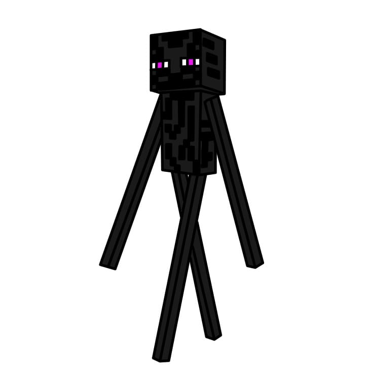 6. Instructions on how to draw adorable Enderman for kids